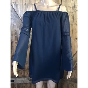 I.N San Francisco Navy Blue Polyester Small Dress